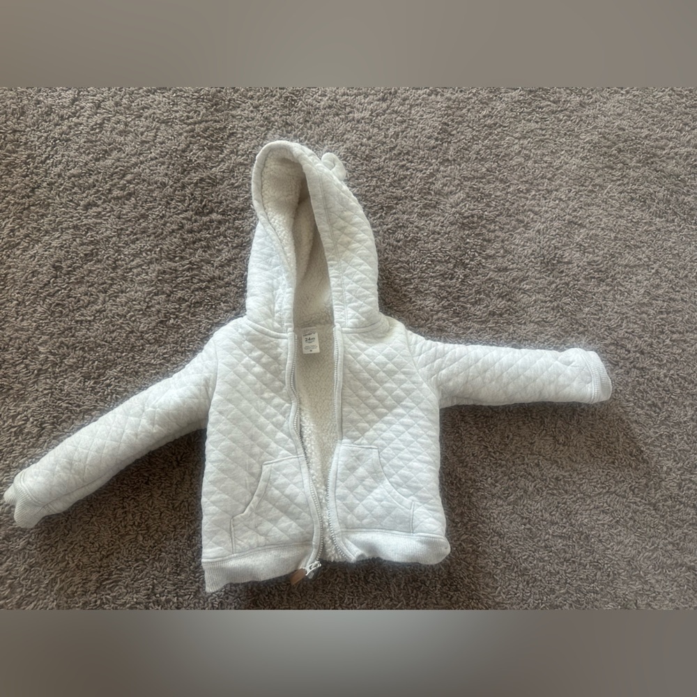 Preloved Carter's Cream Quilted Hooded Jacket